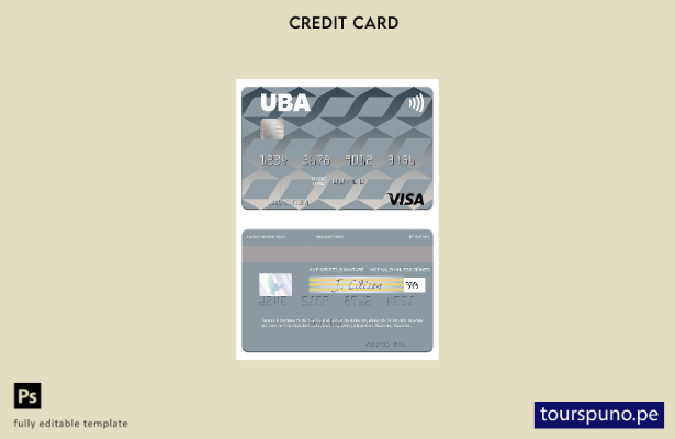 listo para imprimir plantilla de tarjeta visa del Banco Unido de Albania Albania